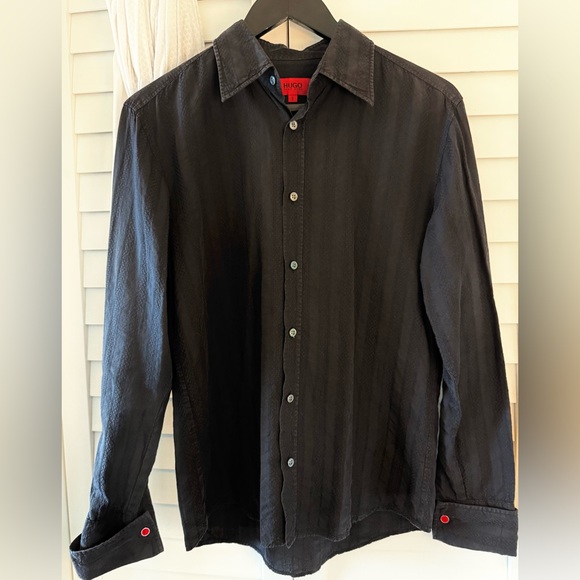 HUGO Other - HUGO by Hugo Boss Men’s Black Dress Shirt with Red Cuff Links Size Small